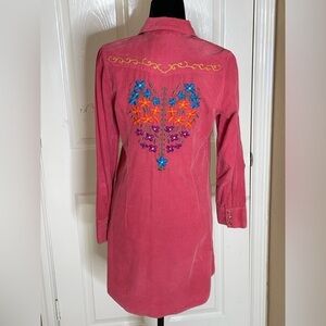 Ivy Jane Shacket Corduroy Pink Size Small Embroidered Long & Lightweight‌‌